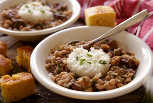 2 bowls of black eye beans and rice