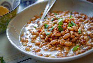 a bowl of soup beans