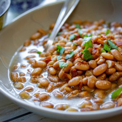 a bowl of soup beans