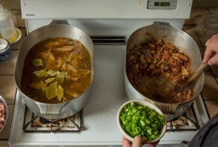 Photo by Chris Granger, from SeriousEats.com interview. Pableaux Johnson cooking gumbo in his Magnalite pot.