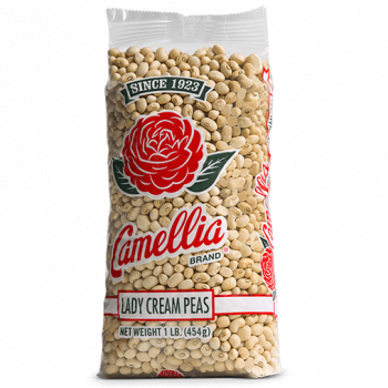 the front of a package of camellia brand lady cream peas