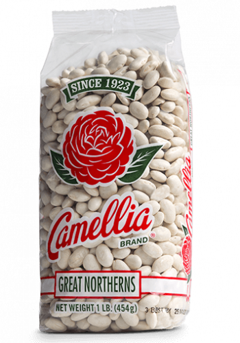 the front of a package of camellia brand great northerns
