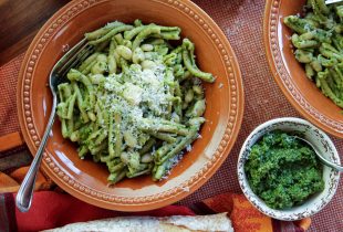 White Bean Pesto Pasta in a bowl