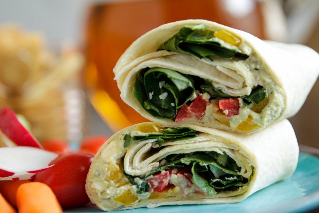 Wrap Sandwich with White Bean Hummus and Greens