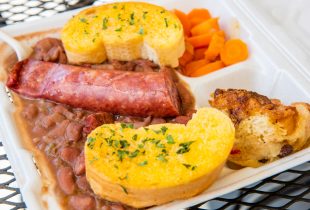 a red beans and rice plate lunch