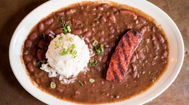 a plate of napolean house red beans and rice