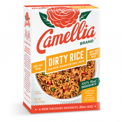 a box of camellia brand dirty rice cajun seasoning