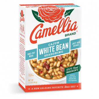 a box of camellia brand cajun white bean seasoning