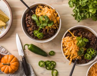 2 bowls of black bean pumpkin chili