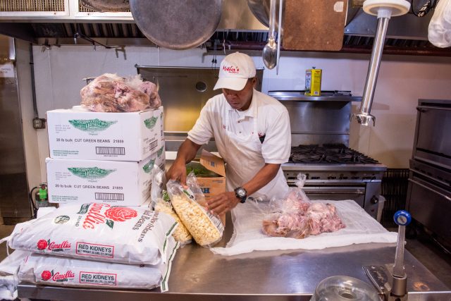 Chef cooking red beans at Mother's restaurant