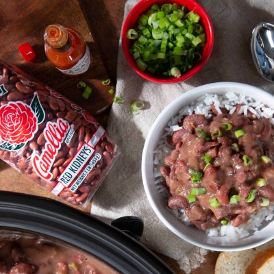 a bowl of red beans and rice