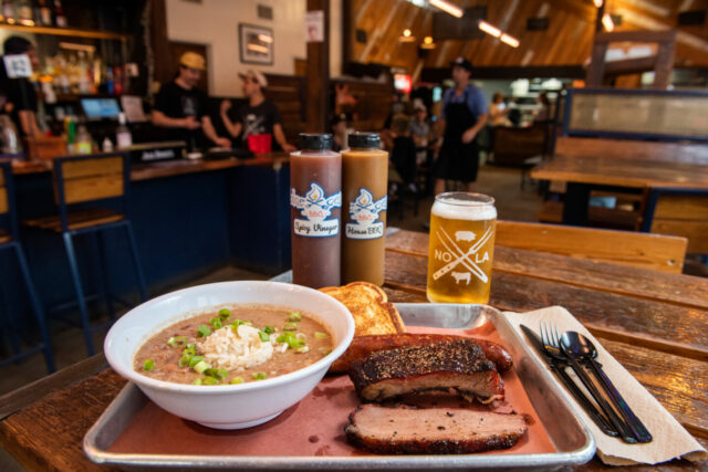 Blue Oak BBQ - BBQ platter with red beans and rice