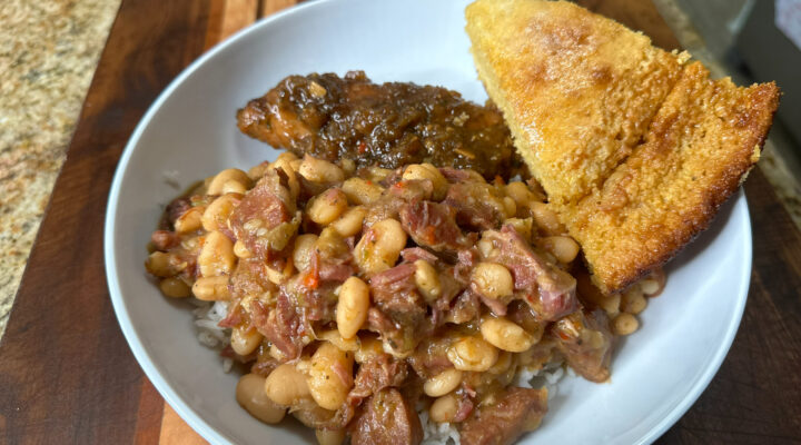 Boudreaux's Backyard White Beans with Smoked Turkey and Andouille