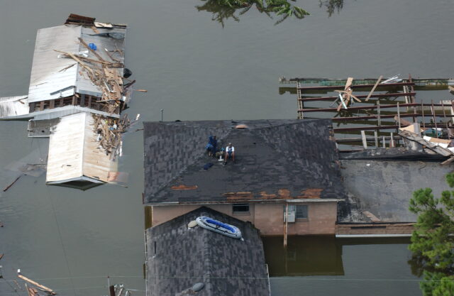 New Orleans, LA--Aerial views of damage caused from Hurricane Katrina the day after the hurricane hit August 30, 2005.